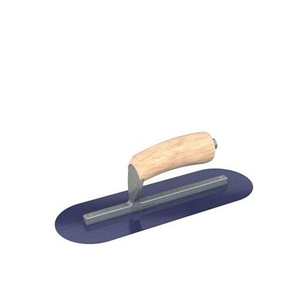 Steel City Trowels By Bon Bon 66-150 Finish Trowel, Round, Blue Steel, 12 X 4, Wood 66-150